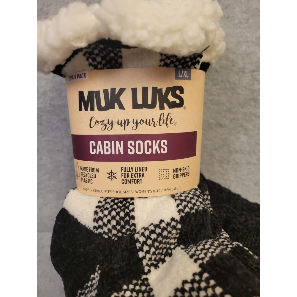 Muk Luks Women's Fuzzy Chenille Plush‎ Lined Cabin Socks 2-Pack Size L/XL-New